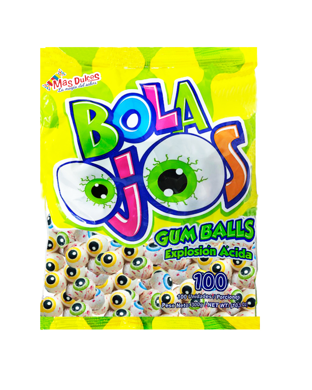 BOLA OJOS GUM BALLS PAQUETE *100