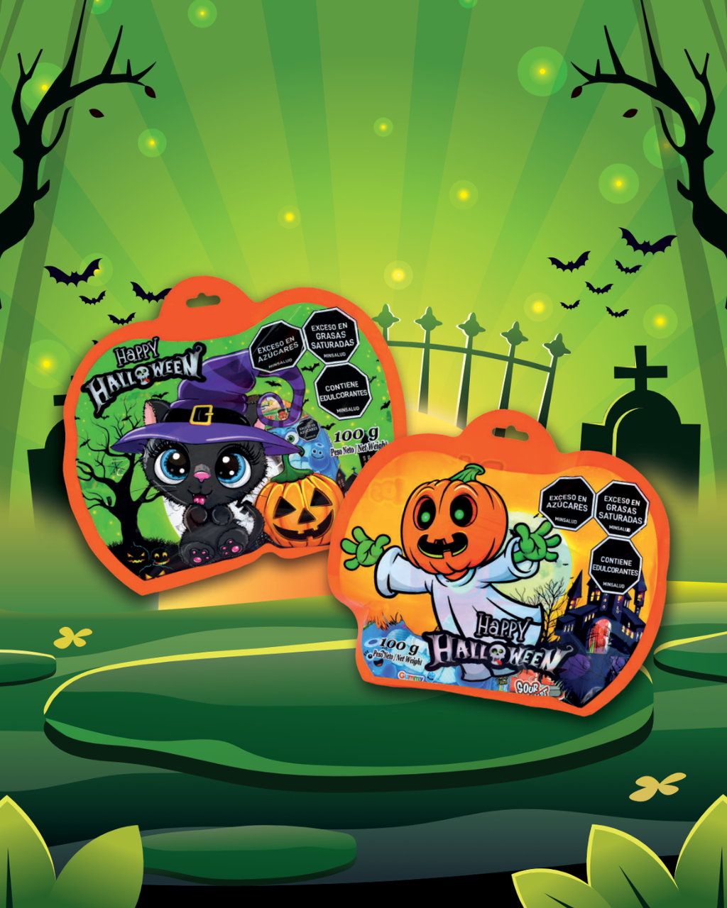 BOLSA HALLOWEEN GATO O FANTASMA 100 G