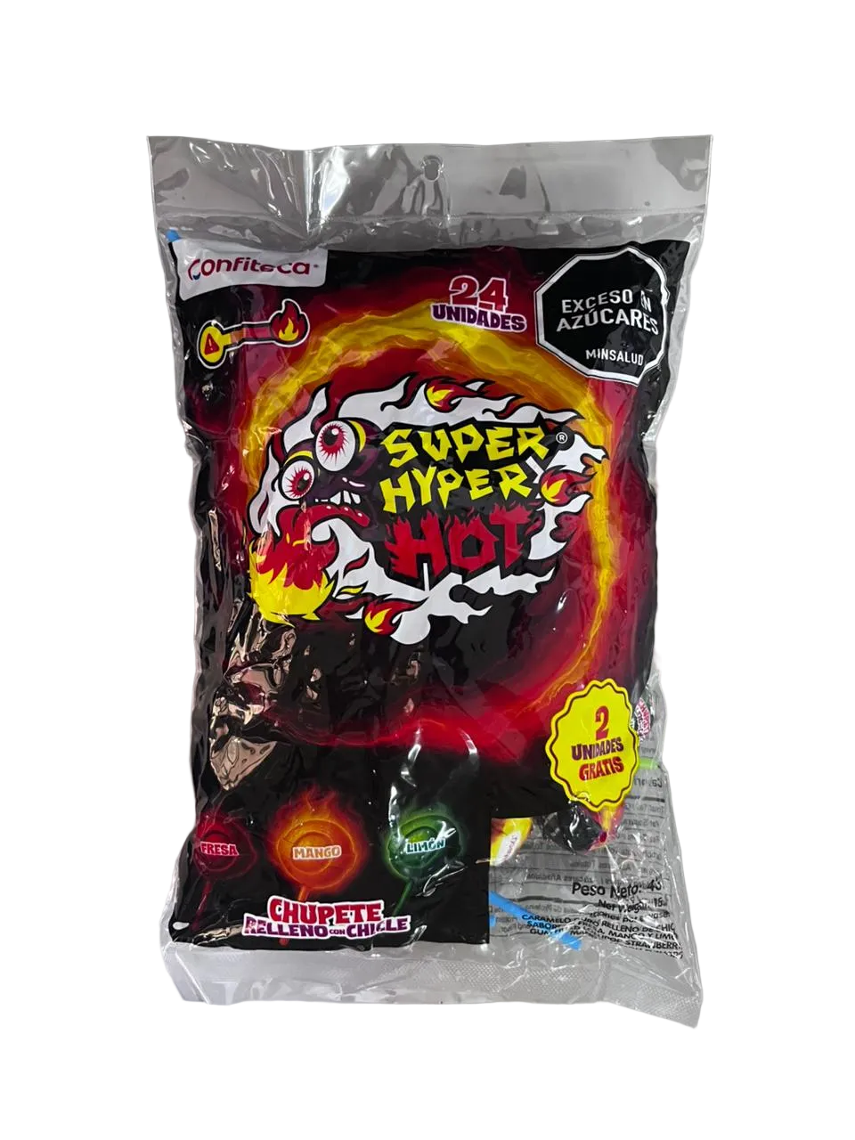 SUPER HYPER HOT CHUPETE RELLENO CON CHICLE PQTE*24